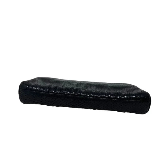 Michelle Fantaci for Lauren Merkin Black Snakeskin Leather Clutch Handbag - Picture 6 of 13